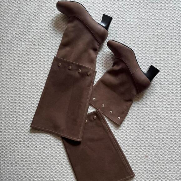 Paloma wool brownsuede leather knee high boots with stud detailing - Picture 2 of 5